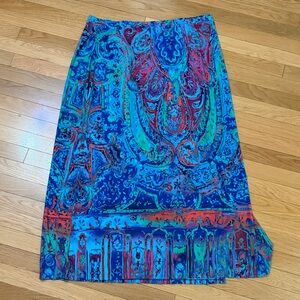 Chico's Blue and Aqua Paisley Print Skirt | Size 3